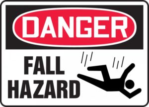 Danger falls hazard sign.