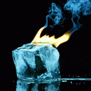 Fire and Ice Motion Image on a Black Background