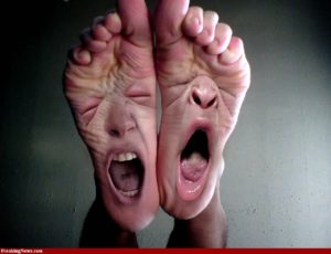 A pair of feet with their mouths open.