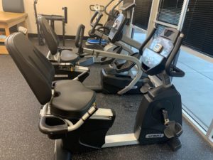 A group of replacement exercise bikes in the gym.